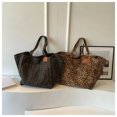 thumbnail image 2 of Bolso de mano de lona con estampado de leopardo, bolso de hombro de moda de gran capacidad para trabajo escolar, bolso Retro de compras, 2 of 5