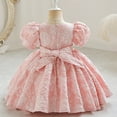 thumbnail image 4 of Vividxx Flower Girl Dresses For Baby Girls Party Dresses Toddler Puff Sleeve Pageant Dress O-Neck With Bowknot Leisure Sundress, 4 of 4