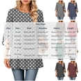 thumbnail image 2 of Maplenight Long Blouses for Women Slit 3/4 Sleeve Polka Dot Tunic Tops Relaxed Fit Business Office Dressy Blouses, 2 of 7