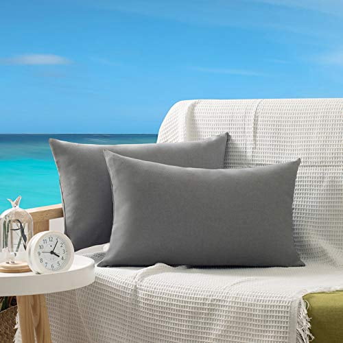Ohcozzy Pack Of 2 Outdoor Pillow Covers Waterproof Decorative Throw Cushion Case Pillowcase For Garden Patio Furniture 12x20 Inch Light Grey Com Ohcozzy Pack Of 2 Outdoor Pillow Covers, Patio Furniture Pillows Covers