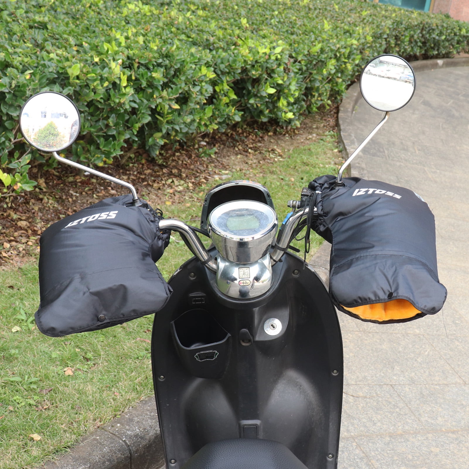 Windproof Waterproof Motorcycle Handlebar Gloves - Keep Your Hands Warm and Dry - Grip Handlebar Muffs - Black - Protect Your Hands in Cold and Wet Weather.