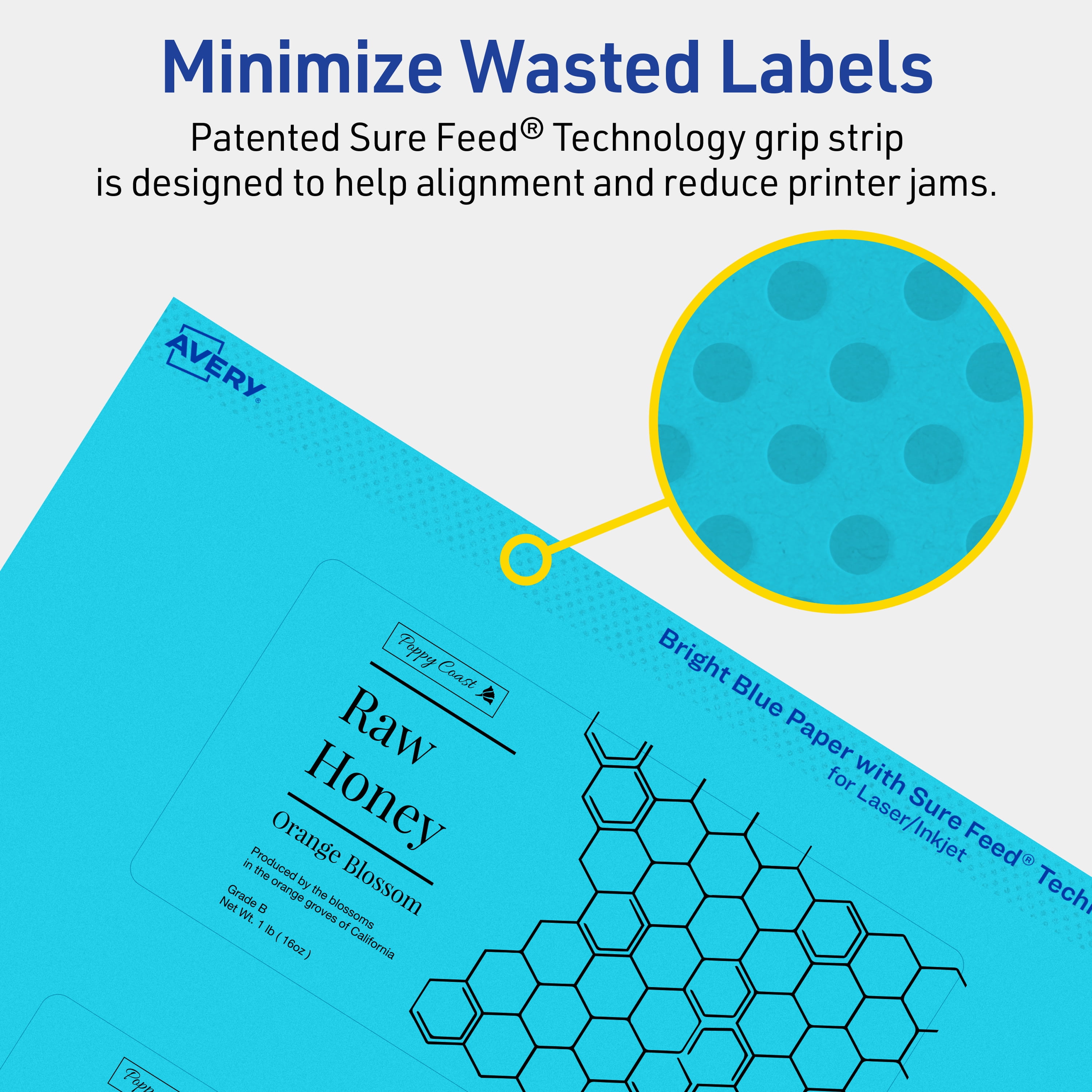 Avery Printable Rectangle Labels, Bright Blue, 2.5" x 5", 120ct