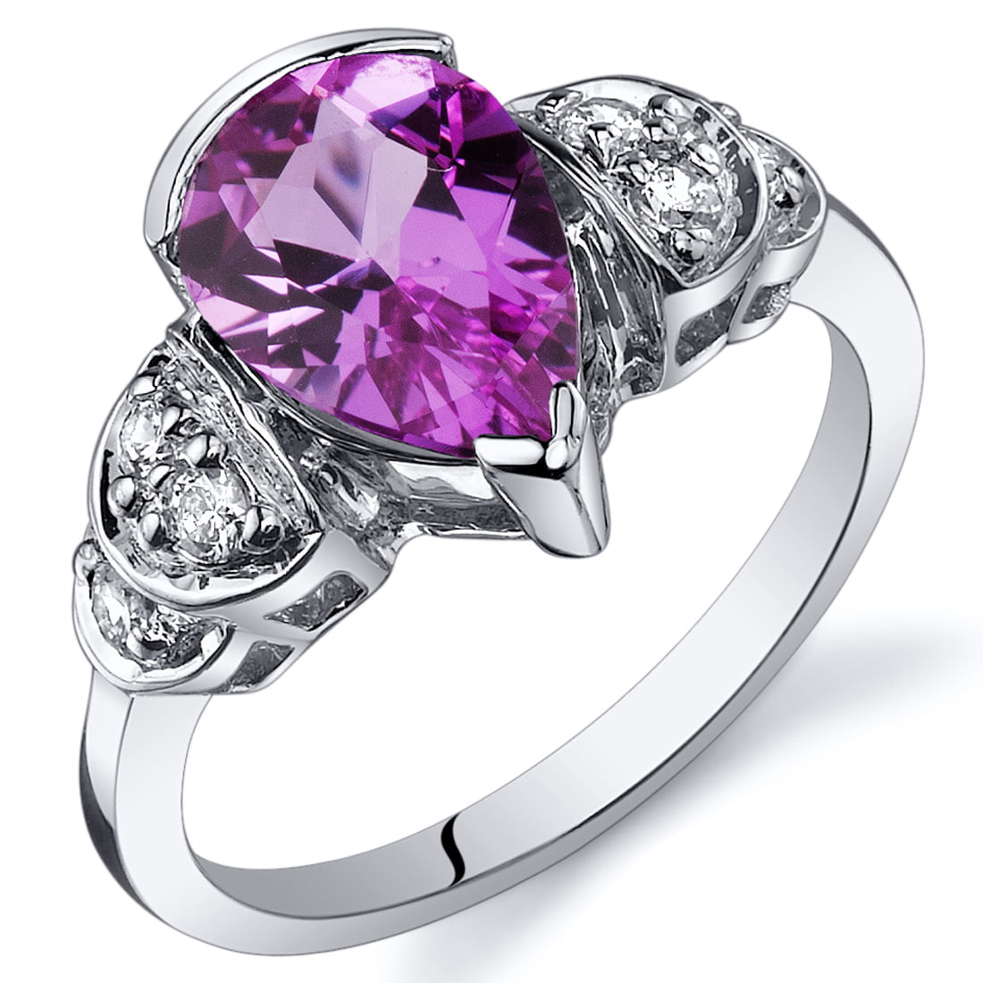 Size 8 Women's Pink Sapphire Crystal Wedding Ring  White Rhodium Plated jewelry 