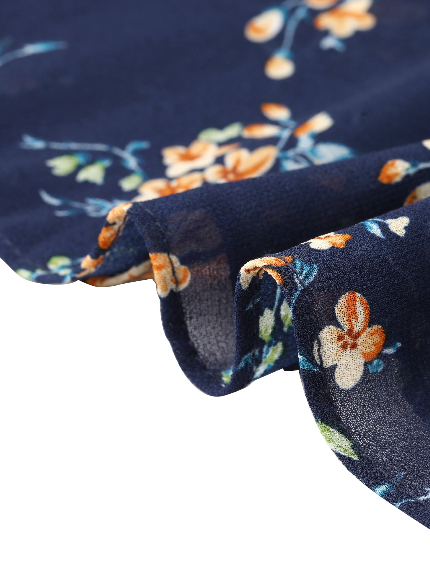 DARING DIVA Women's Floral Summer V Neck Flutter Sleeve Ruffle Dress XS Navy Blue