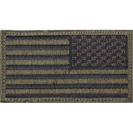 Reversed Olive - Olive Drab Black - Reversed US Flag Patch with Hook and Loop Closure