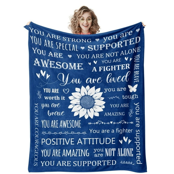 Cancer Care Gifts for Women, Best Friend Birthday Sunflower Inspirational Gifts for Women, Cancer Patient/Hysterectomy Recovery/Chemotherapy Must Haves, Love Blanket 60''x50''