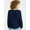 thumbnail image 4 of Time and Tru Women's Eyelet Blouse with Long Sleeves, Sizes XS-XXXL, 4 of 5