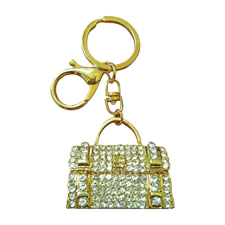 AM Landen Rhinestone Handbag Style Key-chain Bling Key Rings Handbags Charms Gift Key-chain Best Mother Day Gift Valentine Gift (Gold (Best Pool Bag For Moms)