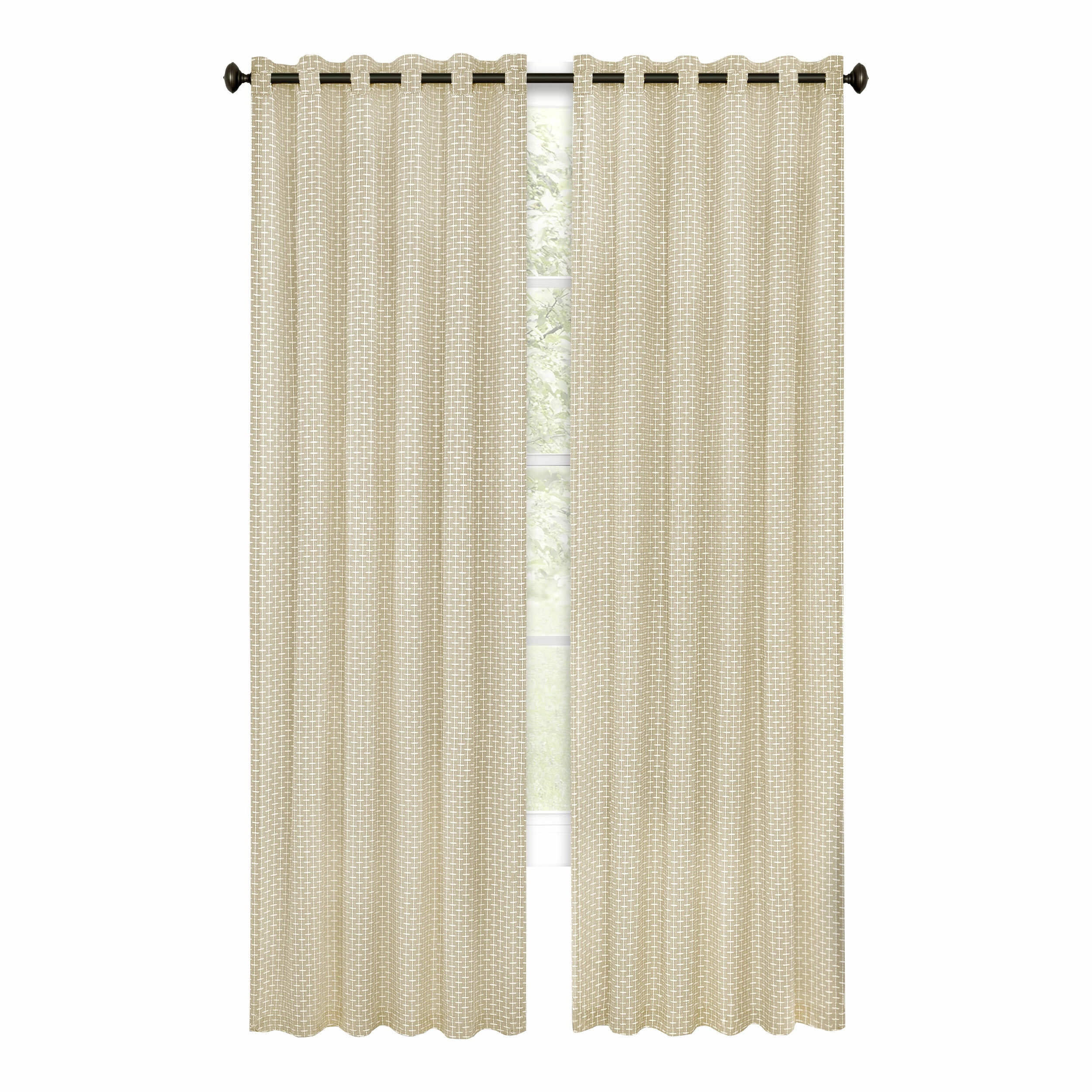 Achim Bedford Front Tab Light Filtering Curtain Panel, Tan, 42" x 84"