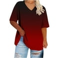 thumbnail image 5 of Htigea Womens Plus Size V Neck T Shirts Short Sleeve Tops Casual Summer Tshirts Loose Fit Tee Today Sales Navy,XXL, 5 of 5