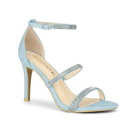 

Allegra K Women s Rhinestone Ankle Strap Heel Sandals