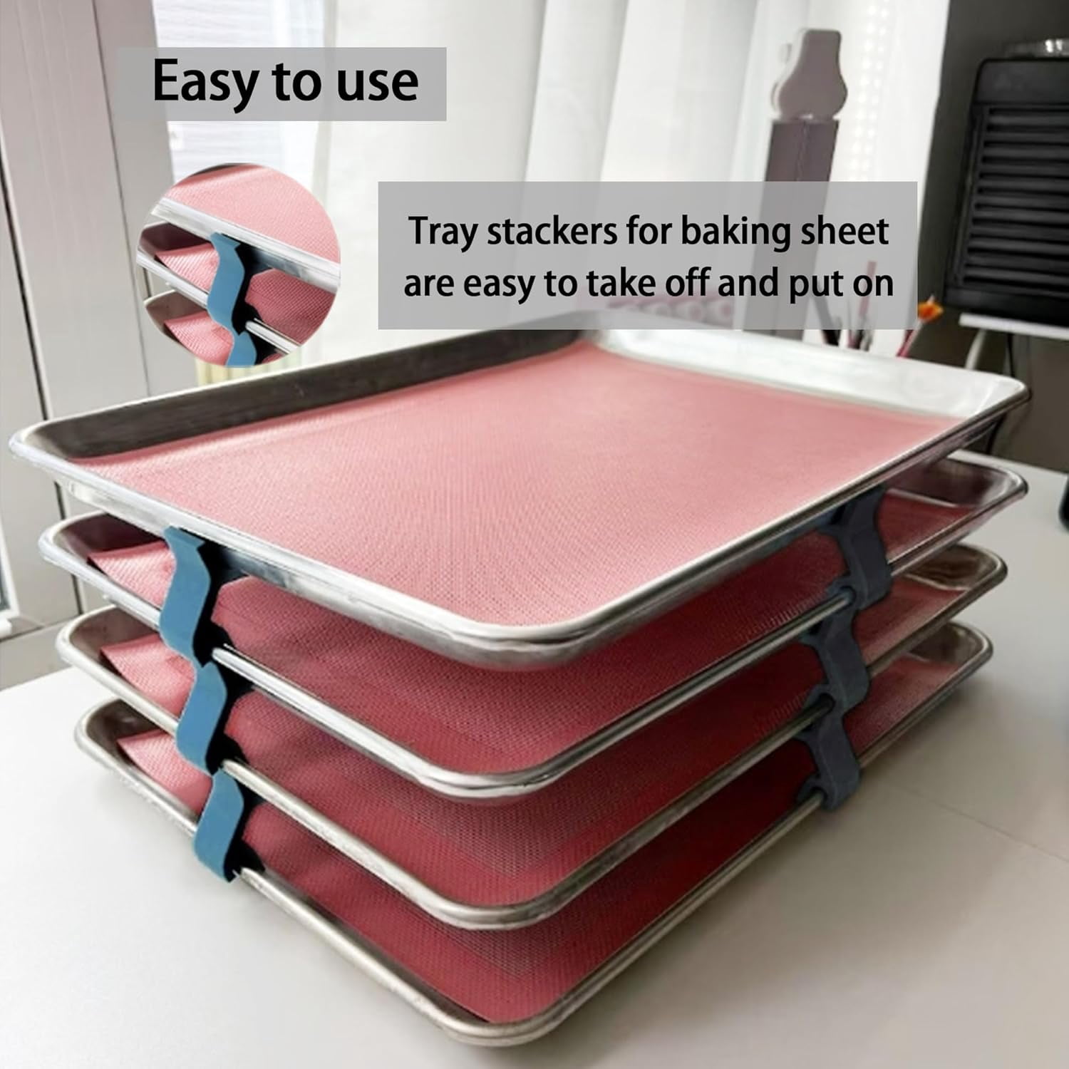 2024 New Baking Sheet Stackers: 12pcs Durable Cookie sheets Stackers, Tray Stackers for Oven Pan Pizza Pan