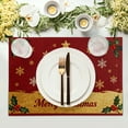 thumbnail image 2 of ABSOP Linen Christmas Red Gold Dinner Plate Mat 12x18 Inch Merry Christmas, Decorative Placemats Set of 4, 2 of 7