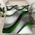 thumbnail image 2 of Feelyou Adult Modern Fashion Queen Sheet Sets, Green Abstract Geometric Flat Sheet, Stripes Ombre Queen Fitted Sheet, Breathable Home Decor, 4pcs, 2 of 7