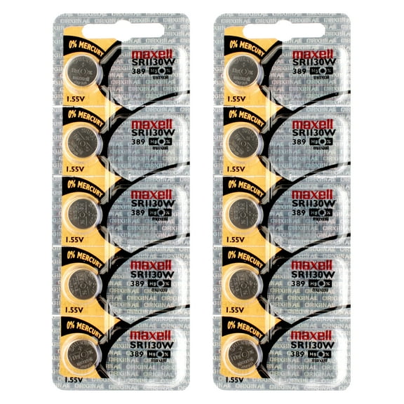 2x 5PK  Maxell Silver Oxide Watch Battery SR1130W High Drain Replaces 389