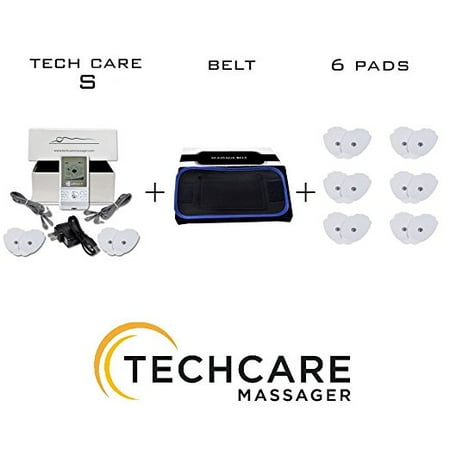 Lower Burner - TechCare S Tens Massager FDA Cleared 510K Unit Electric Massager Set With 6 Extra Pads + Fat Burner Belt tens unit for Knee Pain Lower Back Lumbar pain, Arthritis, Bursitis, Tendonitis Sciatica
