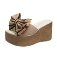 thumbnail image 2 of HAOTAGS Women's Summer Dressy Wedge Sandals Slide Sandals Platform Bowknot Breathable Open Toe Shoes for Beach Pink Size 6.5, 2 of 5