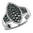 thumbnail image 1 of Alamode TS614-5 Women Rhodium & Ruthenium 925 Sterling Silver Ring with Synthetic in Blue Zircon - Size 5, 1 of 1
