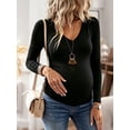 thumbnail image 2 of V Neck Long Sleeve Pregnancy Tops Shirts Maternity Clothes for Women 3-Pack, 2 of 6