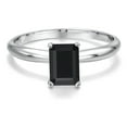 thumbnail image 3 of Gem Stone King 14K White Gold Black Onyx Solitaire Engagement Ring for Women | 0.97 Cttw | Octagon 7X5MM | Gemstone December Birthstone | Size 8, 3 of 6