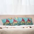 thumbnail image 4 of Ambesonne Art Throw Pillow Cover 4 Pack, Ship in Waves in Sea, 18", Earth Yellow Teal Red, 4 of 5