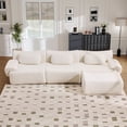 thumbnail image 3 of Muumblus Modular Sectional Sofa with Movable Ottoman, Oversized L-Shaped Cloud Sofa with Chaise, Boneless Deep Seat Living Room Couch, Beige Chenille, 3 of 12