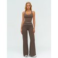 thumbnail image 3 of IDOPIP Two Piece Workout Sets for Women Racerback Compression Contrast Tank Top Matching High Waist Wide Leg Yoga Jogger Tummy Control Bell Bottom Flare Pants Pilates Running Outfits, 3 of 5