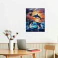 thumbnail image 3 of JRXY  Dolphin Sunset Canvas Wall Art Animal Art Decor Prints Picture of Dolphins Jumping Out of Water Framed Ready to Hang  16x20 in, 3 of 5