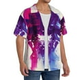 thumbnail image 2 of Fuzoiu Dual Skulls Colorful Fusion Print Men's Casual Short,Men's Short Sleeve Shirt,Mens Casual Button Down Shirts,Cuban Collar Summer Shirt for Beach, Vacation, and Outdoor Activities-3X-Large, 2 of 5