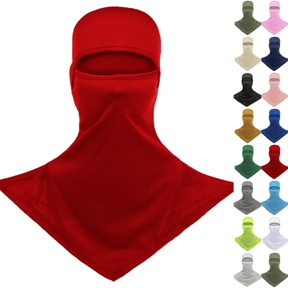 Summer Cooling Balaclava Full Head Face Mask Sun UV Protection Breathable Neck Covers Men Women Cycling Fishing Balaclavas Red One Size