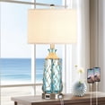 thumbnail image 1 of Lámpara de mesa Ruzectt Coastal Glass, con salida USB y AC, color verde azulado, 1 of 7