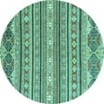 thumbnail image 1 of Ahgly Company Machine Washable Indoor Round Abstract Turquoise Blue Modern Area Rugs, 7' Round, 1 of 4