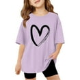 thumbnail image 3 of LRen Girls T Shirts Girls Letter Print Round Neck Short Sleeve Cotton Tshirt Kids Girl Everyday Loose Fit Summer Basic Tees, 3 of 7