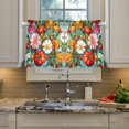 thumbnail image 2 of Yayeee Kitchen Curtains Light Filtering 27"x36" Rod Pocket Short Cafe Window Panel, Pink Floral Tomatoes, 2 of 7