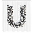 thumbnail image 3 of Letter U Shower Curtain, Stack of Soccer Balls with U Shape Alphabet in Football Theme Outdoor Sports, Fabric Bathroom Set with Hooks, 69W X 70L Inches, Black White, by Ambesonne, 3 of 3