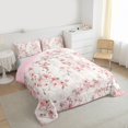 thumbnail image 3 of Manfei Girls Female Chic Floral Leaves 3 Pieces Queen Comforter Set,Botanical Plants Ultra Soft Bedding Sets,Dreamy Princess Bedding Comforter Set Breathable,Lightweight Room Decor,Reversible, 3 of 8