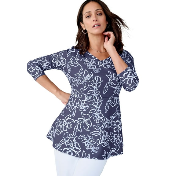 Jessica London Women's Plus Size Knit Crepe Sweetheart Neck Top