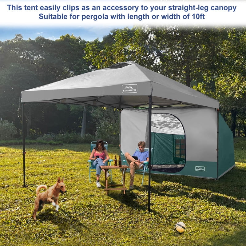 KAMPKEEPER Side Tent,Camping Tent for 10' x 10' Pop Up Canopy, Easy Set Up Gazebo,Compatible with 10' Wide Canopy Tents