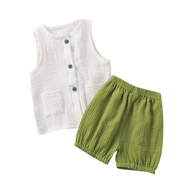 Zpanxa Summer Outfits for Girls Solid Color Short Sleeve Top and Shorts Lightweight 2 Piece Set 5 Years