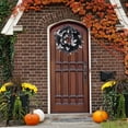 thumbnail image 4 of Tkrady Door Wreath Autumn Wreath Fall, 10.24 inch Fall Wreaths Small Wreaths Welcome Sign Decoration Outdoor Pumpkins Porch Wall Black Farmhouse-White, 4 of 6
