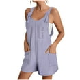thumbnail image 2 of Nrmvnmi Summer Short Rompers for Women 2024 Casual Loose Sleeveless Tie Knot Strap Jumpsuits Wide Leg Overalls with Pockets Purple MMothers Day Gifts, 2 of 6