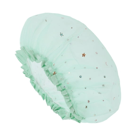 Unique Bargains 1 Pc Women Portable Shower Cap for Bathroom Business Travel Green Yarn PEVA