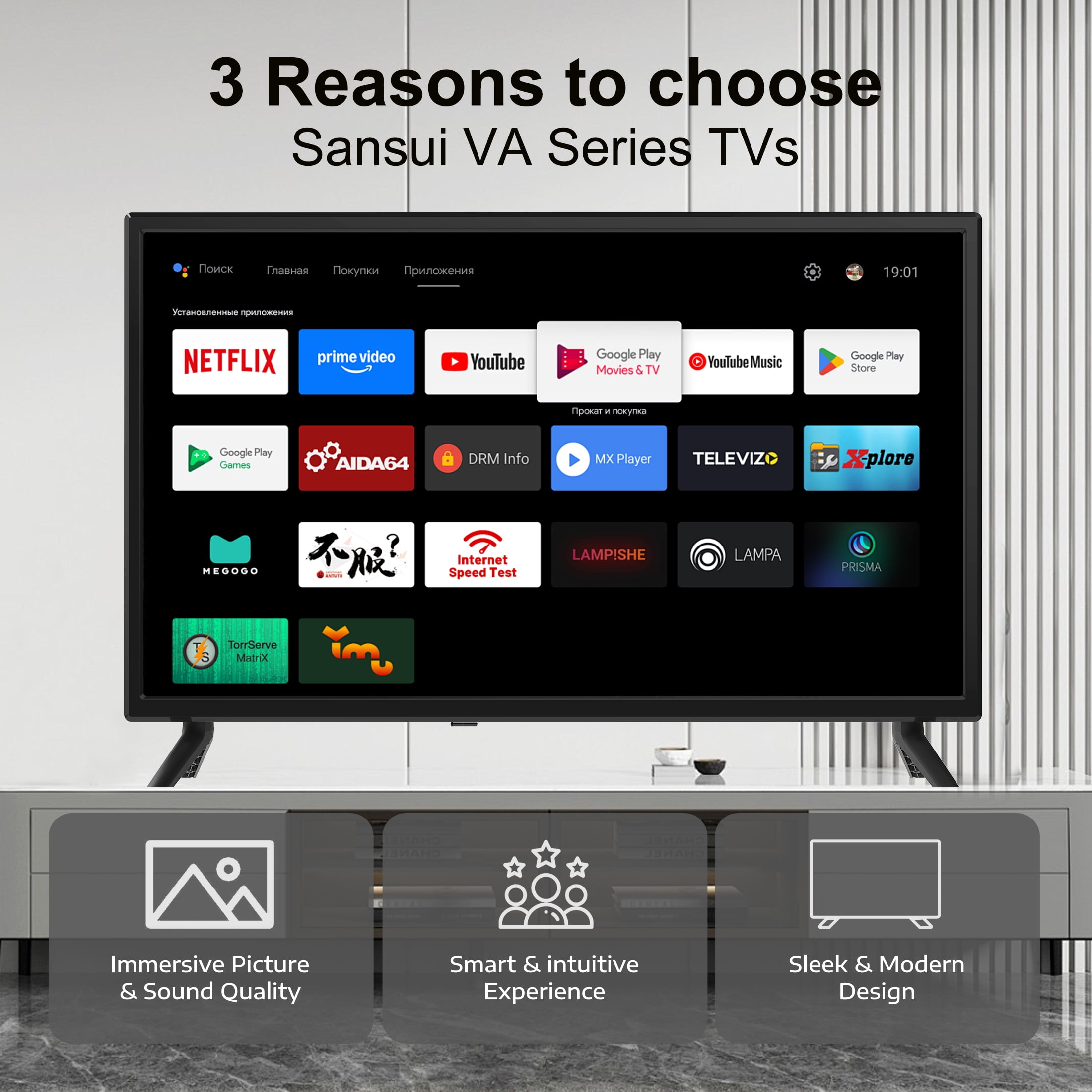 Sansui 40" inch LED 1080P Full HD Frameless WebOS Smart TV - HDR 10 & 2×8W Speakers
