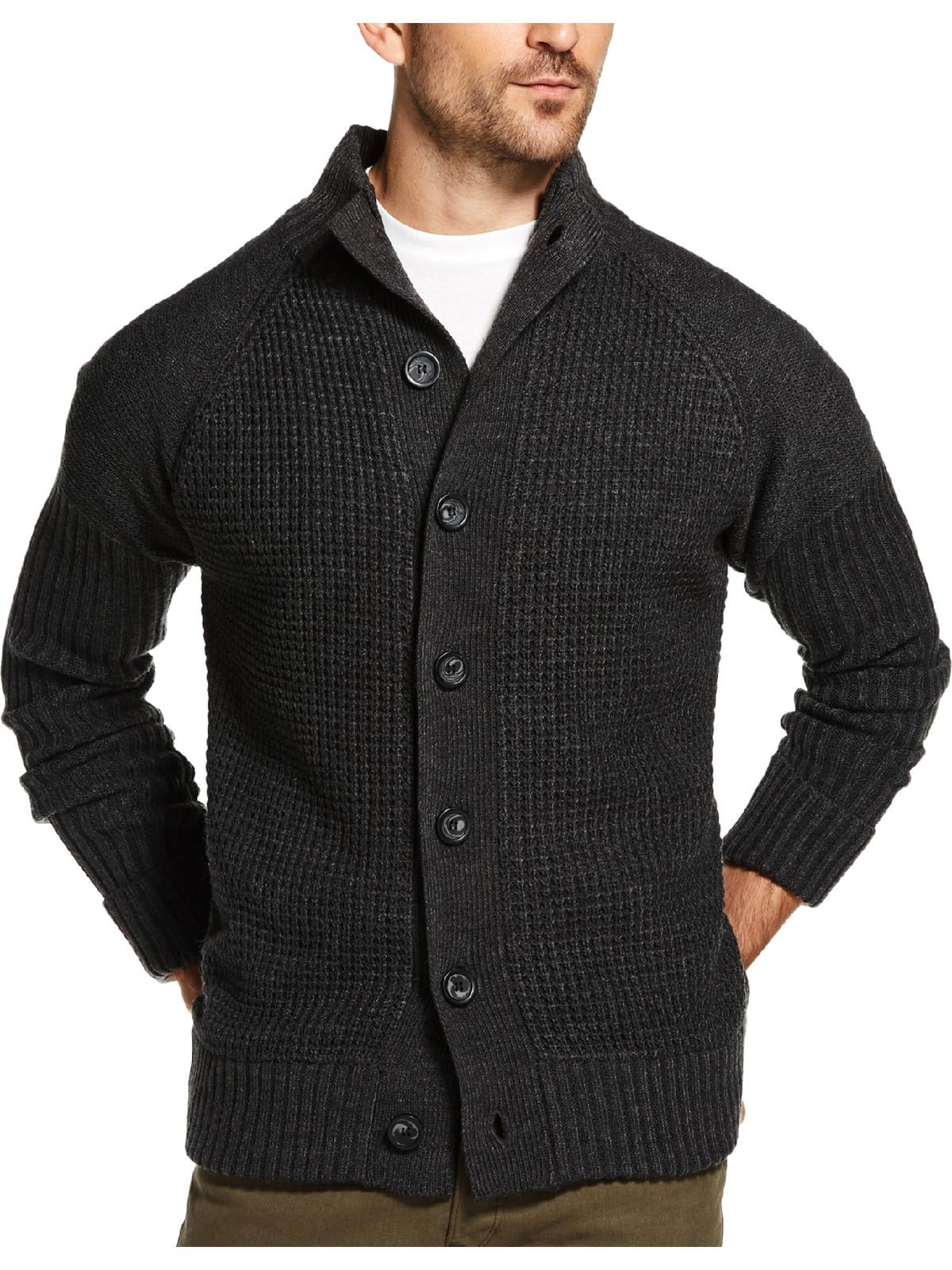 Weatherproof Mens Waffle Stitch Button Up Cardigan Sweater - Walmart.com