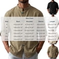 thumbnail image 4 of UVEASISHA Linen Shirts for Men Roll Up Long Sleeve Beach Shirt Stand Collar Casual Chinese Frog Button Shirts Solid Color Vacation Wear Khaki 3XL, 4 of 8