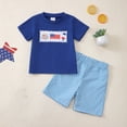 thumbnail image 2 of Atogsazn Baby Boys Summer 4th of July Clothes Set Toddler Short Sleeve T-shirt & Shorts Outfit 2 Piece Outfits Blue 6-12 Months Fashion, 2 of 9