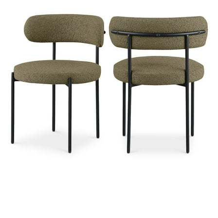Meridian Furniture Beacon Olive Green Boucle Fabric Dining Chair (Set of 2)