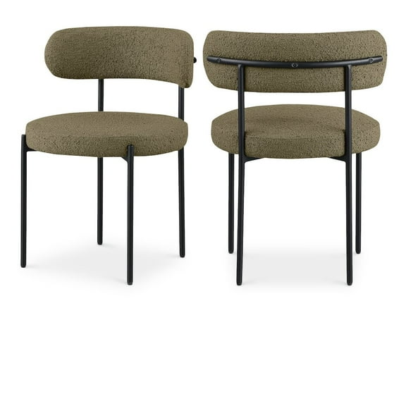 Meridian Furniture Beacon Olive Green Boucle Fabric Dining Chair (Set of 2)