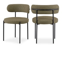 Meridian Furniture Beacon Olive Green Boucle Fabric Dining Chair (Set of 2)