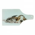 thumbnail image 1 of Basset Hound Cutting Board, Photo of Baby Puppy and Kitten Sleeping Together, Decorative Tempered Glass Cutting and Serving Board, in 3 Sizes, by Ambesonne, 1 of 2